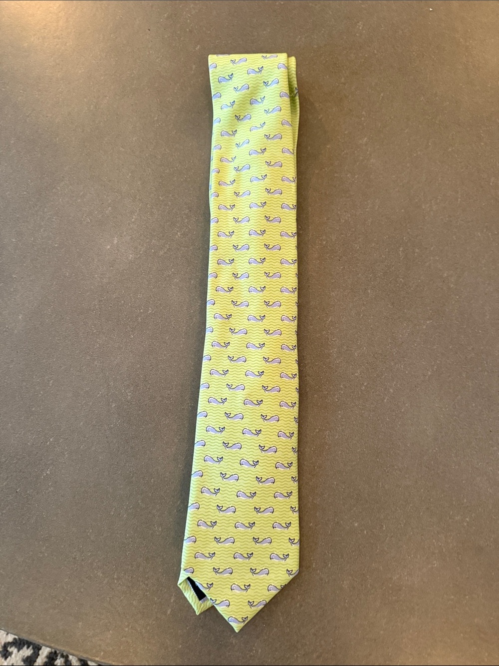Tommy Hilfiger Yellow Tie with Blue Whale Motif